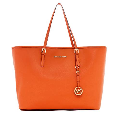 michael kors burnt orange large jet set tote